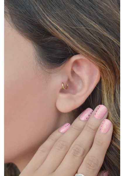 Düz Çelik Halka Tragus Piercing 6 mm Gold modelleri