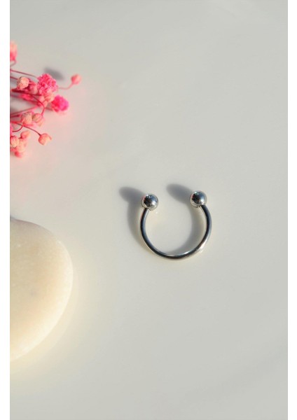 10 mm Gümüş Renk Çelik Top Uçlu Piercing Septum Helix Kıkırdak