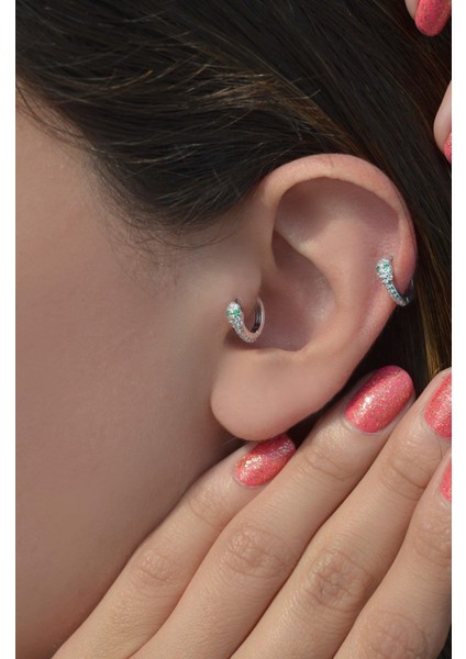 Yılan Halka Piercing Tragus Helix Kıkırdak Gümüş Renk