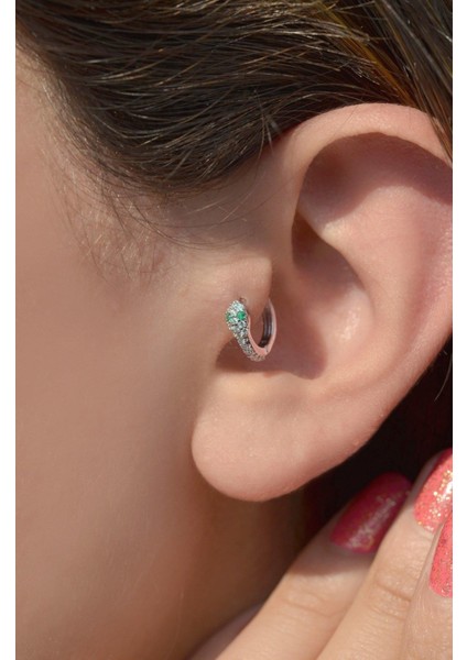 Yılan Halka Piercing Tragus Helix Kıkırdak Gümüş Renk modelleri
