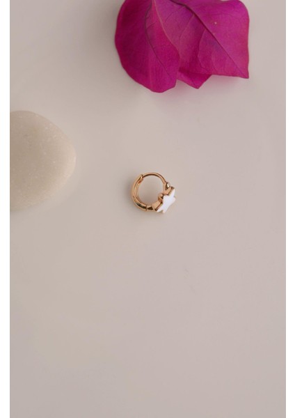 Beyaz Yıldız Tragus Helix Piercing Mini Küpe modelleri