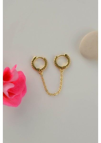 Zincirli Model Halka Piercing İkili Bağlı Gold fırsatları
