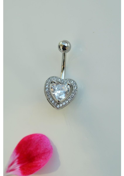 Çelik Kalp Model Göbek Piercingi Gümüş Renkli modelleri