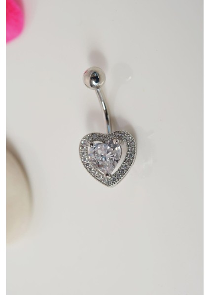 Çelik Kalp Model Göbek Piercingi Gümüş Renkli fırsatları
