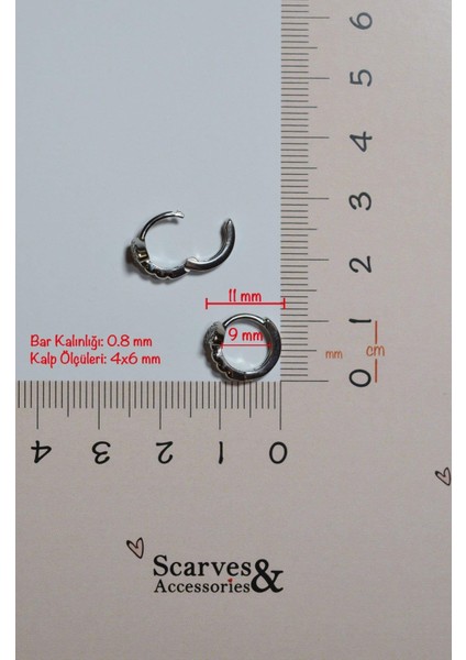 Taşlı Kalp Halka Piercing Helix Kıkırdak Lob Gümüş Renk modelleri