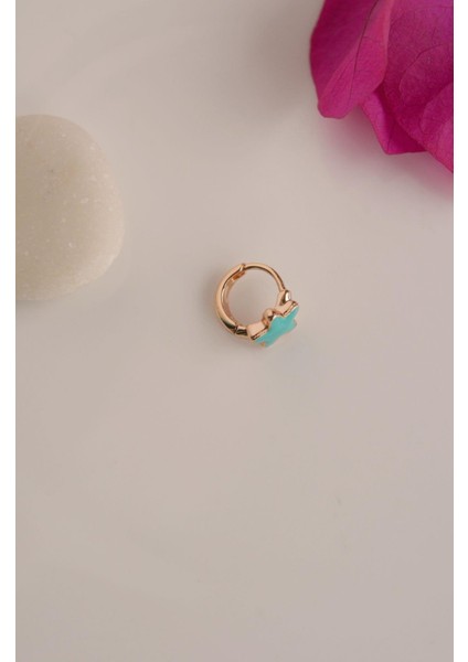 Mavi Yıldız Tragus Helix Piercing Mini Küpe modelleri