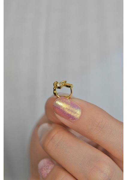 S&A Accessories Altın Renkli Yaprak Halka Helix Kıkırdak Piercing