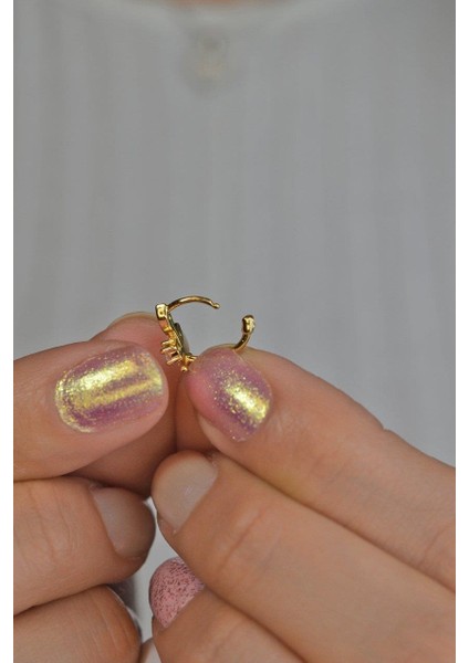 S&A Accessories Altın Renkli Yaprak Halka Helix Kıkırdak Piercing