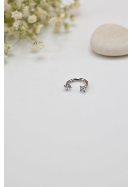 8 mm Gümüş Renk Çelik Taşlı Piercing Tragus Helix Kıkırdak fiyatları
