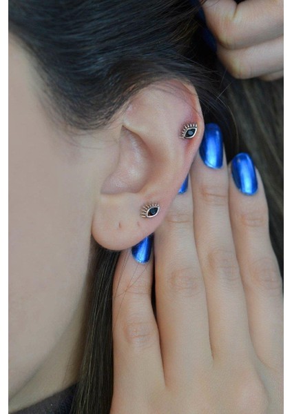 Göz Kıkırdak Küpesi Helix Piercing Gümüş Renk modelleri