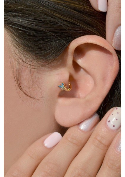 Mavi Kelebek Tragus Piercing Gold Renk modelleri