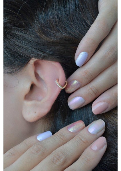 Kalp Model Taşlı Halka Piercing Tragus Helix Kıkırdak Küpesi