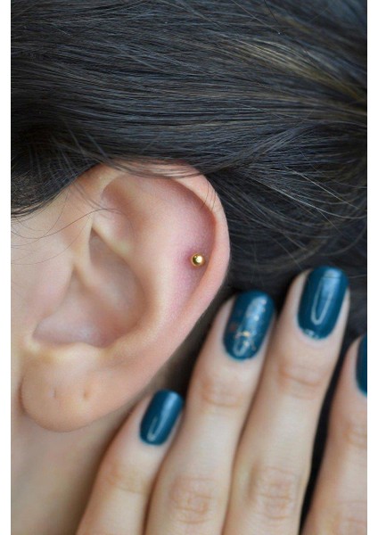 Iki Ucu Top Çelik Piercing Helix Kıkırdak 6 mm Gold