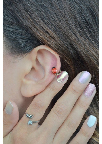 Uğur Böceği Halka Piercing Helix Kıkırdak Tıbbi Altın Kaplama 7 mm İç Çap fırsatları