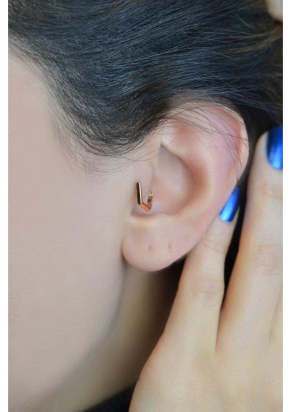 Beşgen Model Oval Halka Piercing Tragus Helix Kıkırdak Küpesi modelleri