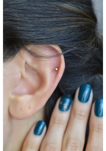 İki Ucu Top Çelik Piercing Kaş Helix Kıkırdak 8 mm Gold modelleri