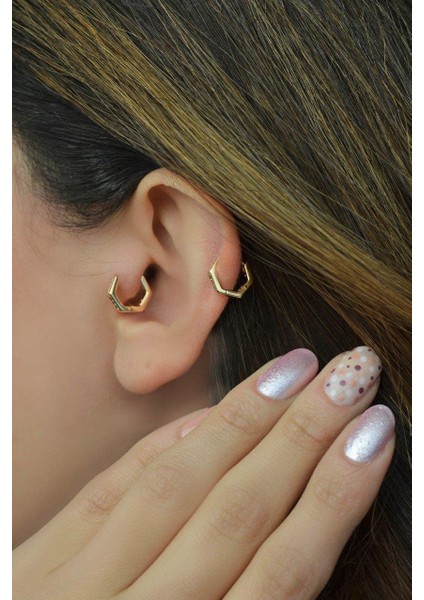 Beşgen Tragus Helix Piercing Kıkırdak Küpesi modelleri