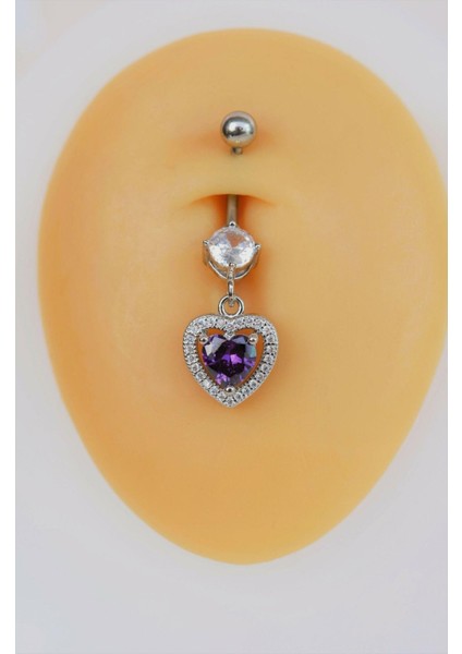 Kalp Model Mor Taşlı Çelik Göbek Piercing fırsatları