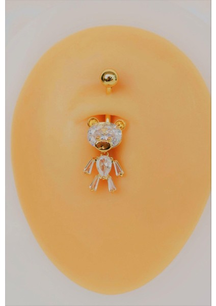 Altın Renkli Ayıcık Model Taşlı Çelik Göbek Piercing fırsatları