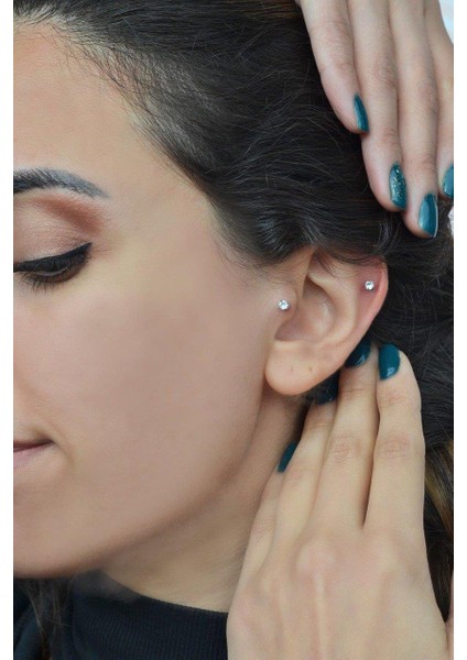 Tektaş Çelik Piercing Tragus Helix Kıkırdak 8 Mm Gümüş Renkli modelleri