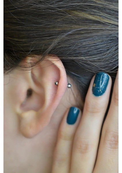 Iki Ucu Top Çelik Piercing Helix Kıkırdak 6 mm modelleri