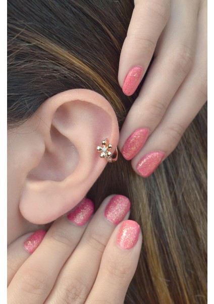 Çiçek Model Halka Piercing Tragus Helix Kıkırdak Küpesi