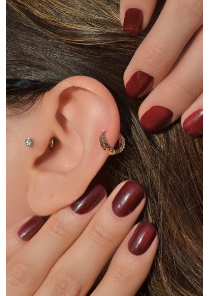 Lazer Kesim Altın Model Halka Tragus Helix Kıkırdak Piercing 8 mm