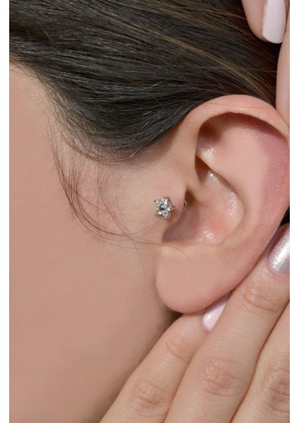 Çelik Çiçek Tragus Piercing Helix Kıkırdak Küpesi fiyatları
