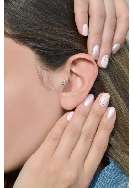 Çelik Çiçek Tragus Piercing Helix Kıkırdak Küpesi modelleri