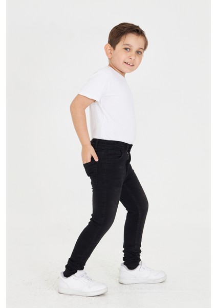 Erkek Çocuk Antrasit Dar Paça Jean Likralı Pantolon Beli Ayarlanabilir Lastikli Düğmeli LX321 fiyatları