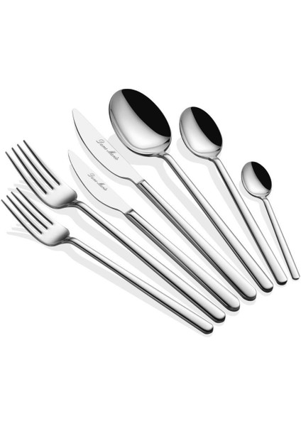 Allegra Gümüş Sade 42 Parça Çatal Kaşık Bıçak Seti