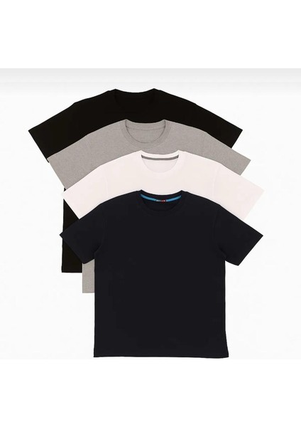 Erkek 5'li Tişört Paketi Saks Bordo Lacivert Siyah Beyaz Comfort Bisiklet Yaka Kısa Kol T-Shirt