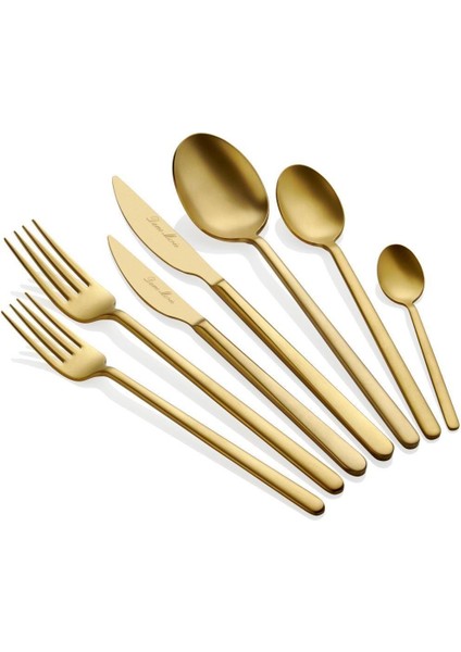 Allegra Mat Gold 12 Kişilik 84 Parça Çatal Kaşık Bıçak Seti