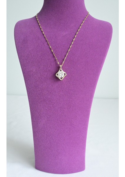"zirkon Taşlı Gold Kolye"