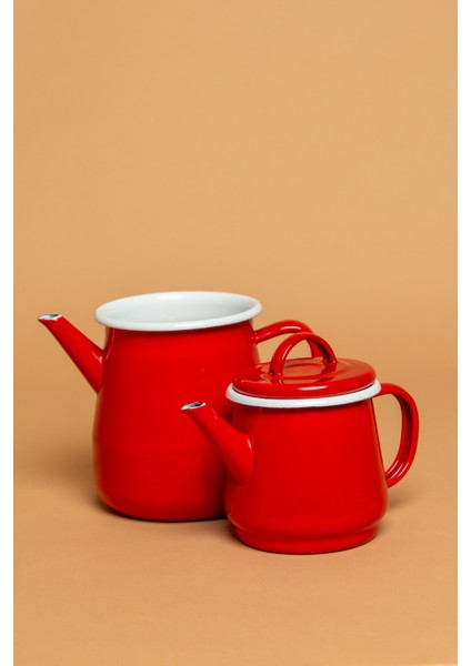 La Vita Rossa Vintage Emaye Kırmızı Çaydanlık Seti | Ebutay