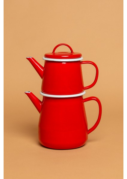La Vita Rossa Vintage Emaye Kırmızı Çaydanlık Seti | Ebutay fiyatları