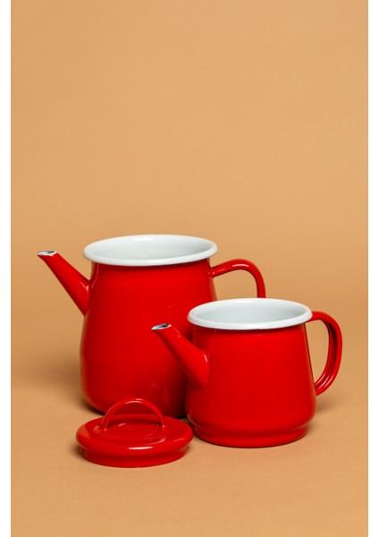 La Vita Rossa Vintage Emaye Kırmızı Çaydanlık Seti | Ebutay modelleri