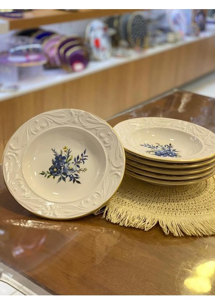 Rolyef Blue 6'lı Çukur Tabak 21 cm