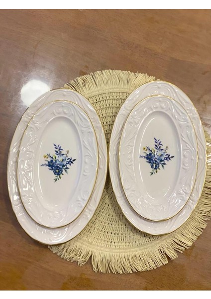 Rolyef Blue 4'lü Kayık Tabak