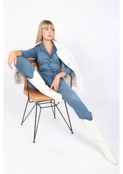 Kadın Jean Tulum Pantolon Mavi