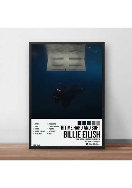 Billie Eilish - Hit Me Hard And Soft Albüm Spotify Çerçeveli Poster Tablo
