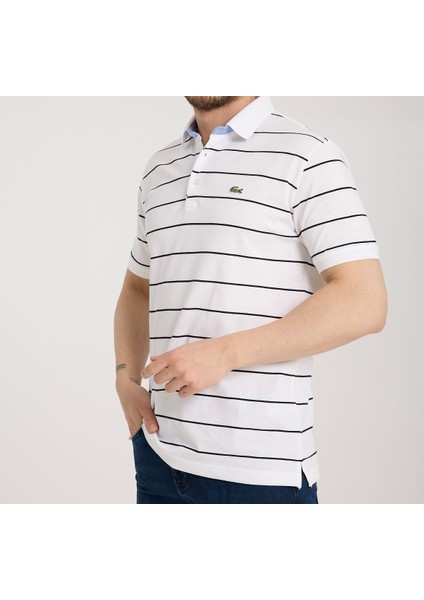 Polo Çizgili Beyaz Regular Fit