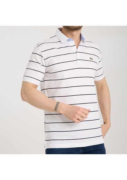 Polo Çizgili Beyaz Regular Fit