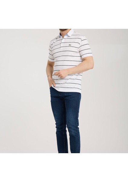 Polo Çizgili Beyaz Regular Fit