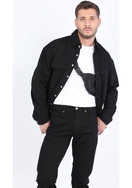 Erkek Oversize Jean Gömlek Siyah modelleri