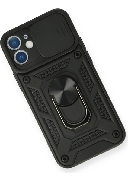 Iphone 12 Mini Kılıf Pars Lens Yüzüklü Silikon - Siyah Dpmah