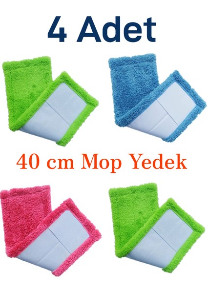 4 Adet 40 cm Mop Yedek Bezi Mikrofiber Mop Bezi Mop Yedeği