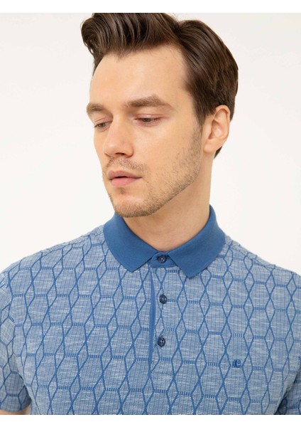 Erkek Mavi Polo Yaka T-Shirt 50205194-VR036