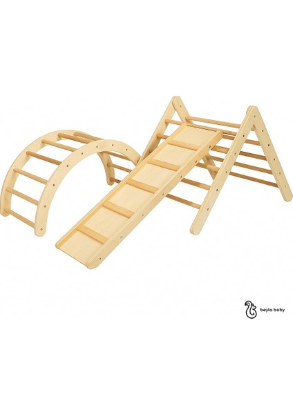 3 Lü Montessori Seti Katlanabilir Pikler Üçgeni + Tırmanma Rampası + Pikler Eğrisi