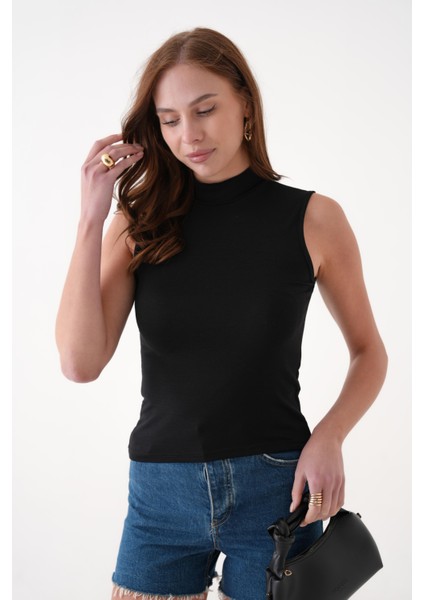 Kadın Krem Kolsuz Body / Bluz Tesettüre Uygun Q005K